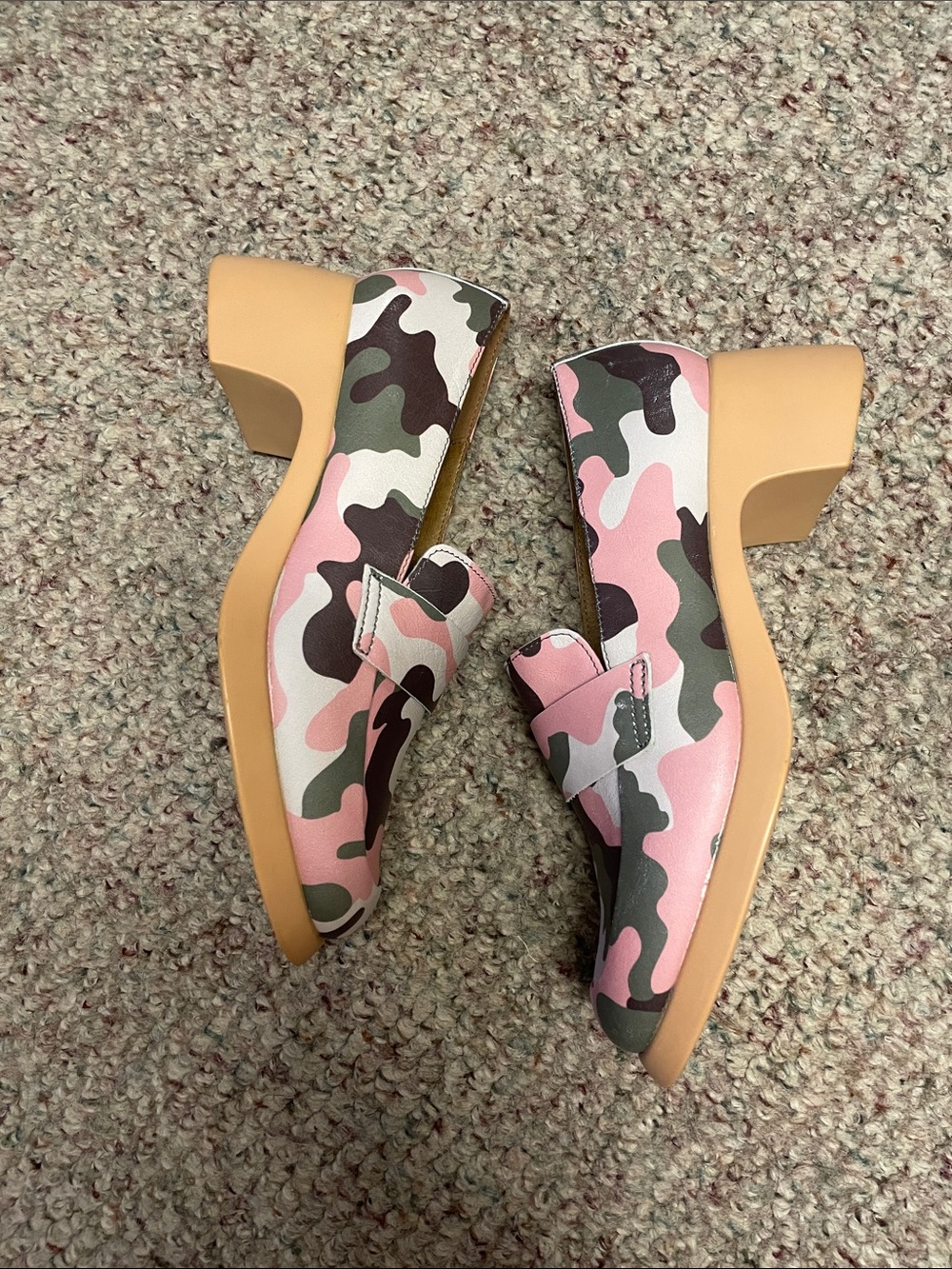 Im sorry by Petra Collins leather lug sole pink Camo Platform Loafers - - Picture 5 of 8